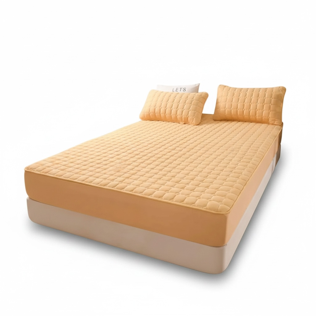 Quilted Bed Sheet – All-Season Polyester Down-Velvet Filled Mattress Cover