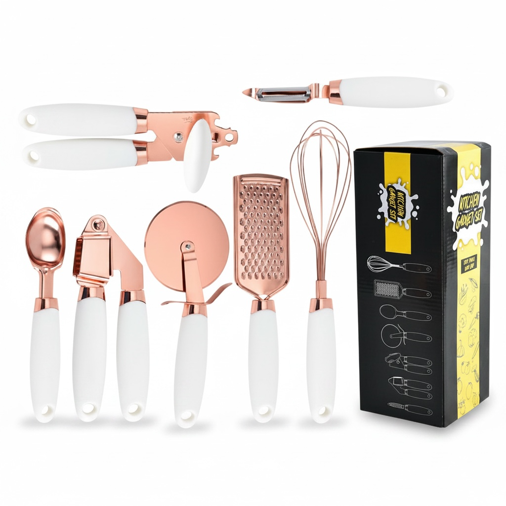 7-Piece Kitchen Tool Set | Rose Good Stainless Steel Utensils with Ergonomic Handles
