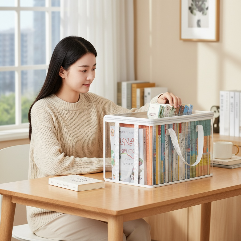 Foldable Transparent Storage Box – Dustproof Organizer in Black or White