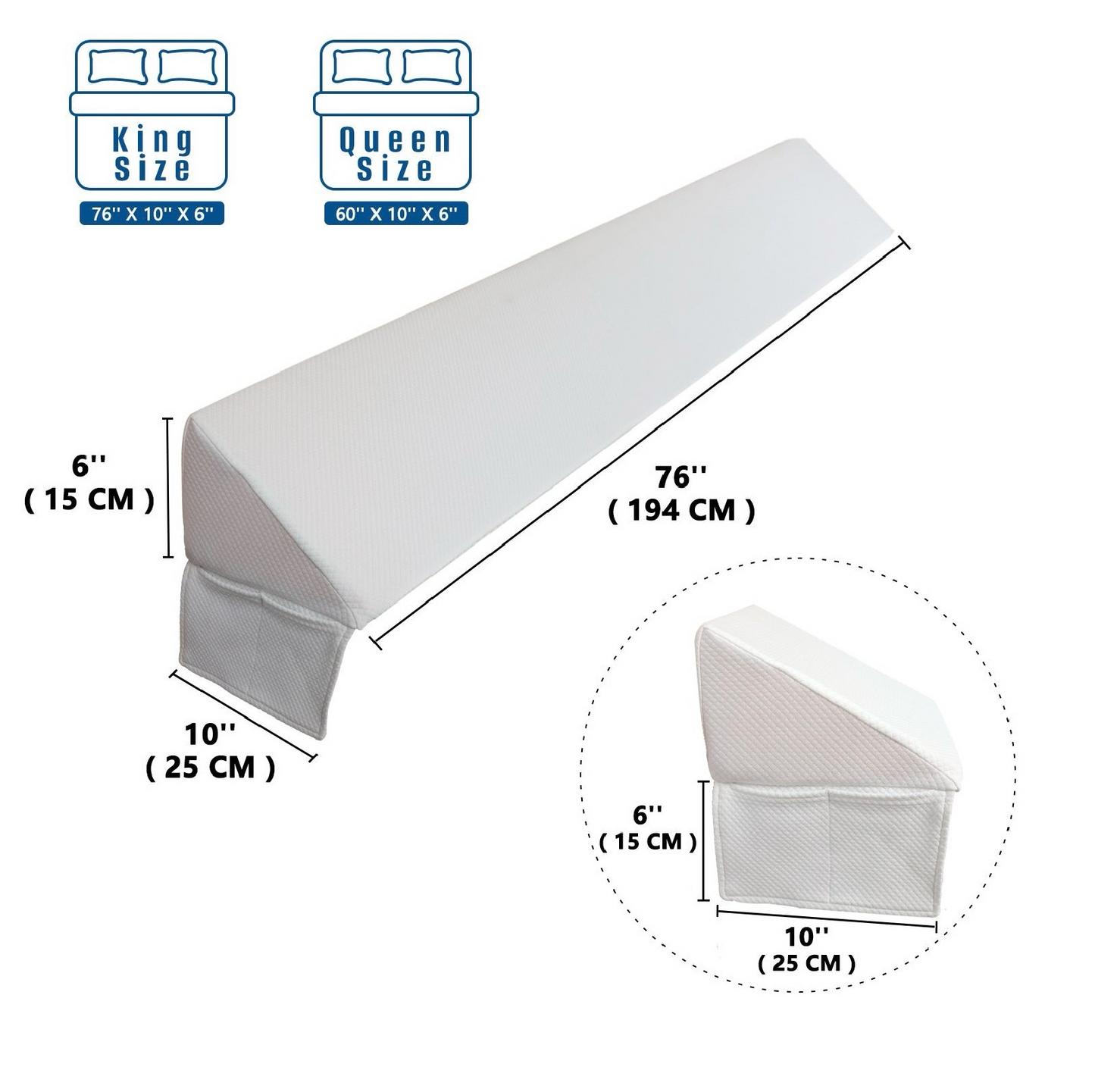 Bedside Gap Filler Pillow – Triangular Headboard Cushion, Space-Saving Bed Wedge for Wall Gaps