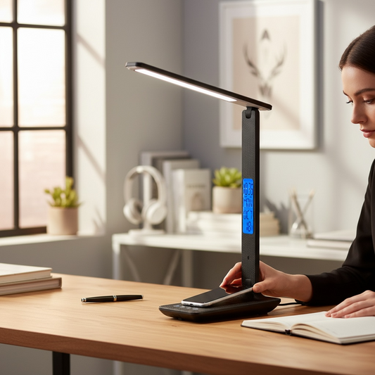 Lamp Plus 3 in 1 Lamp With Phone Charger, Clock And Thermostat