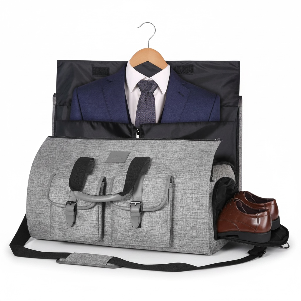Convertible Garment Travel Bag & Backpack – 2-in-1 PU Leather Carry-On Suit Bag (36–55L)