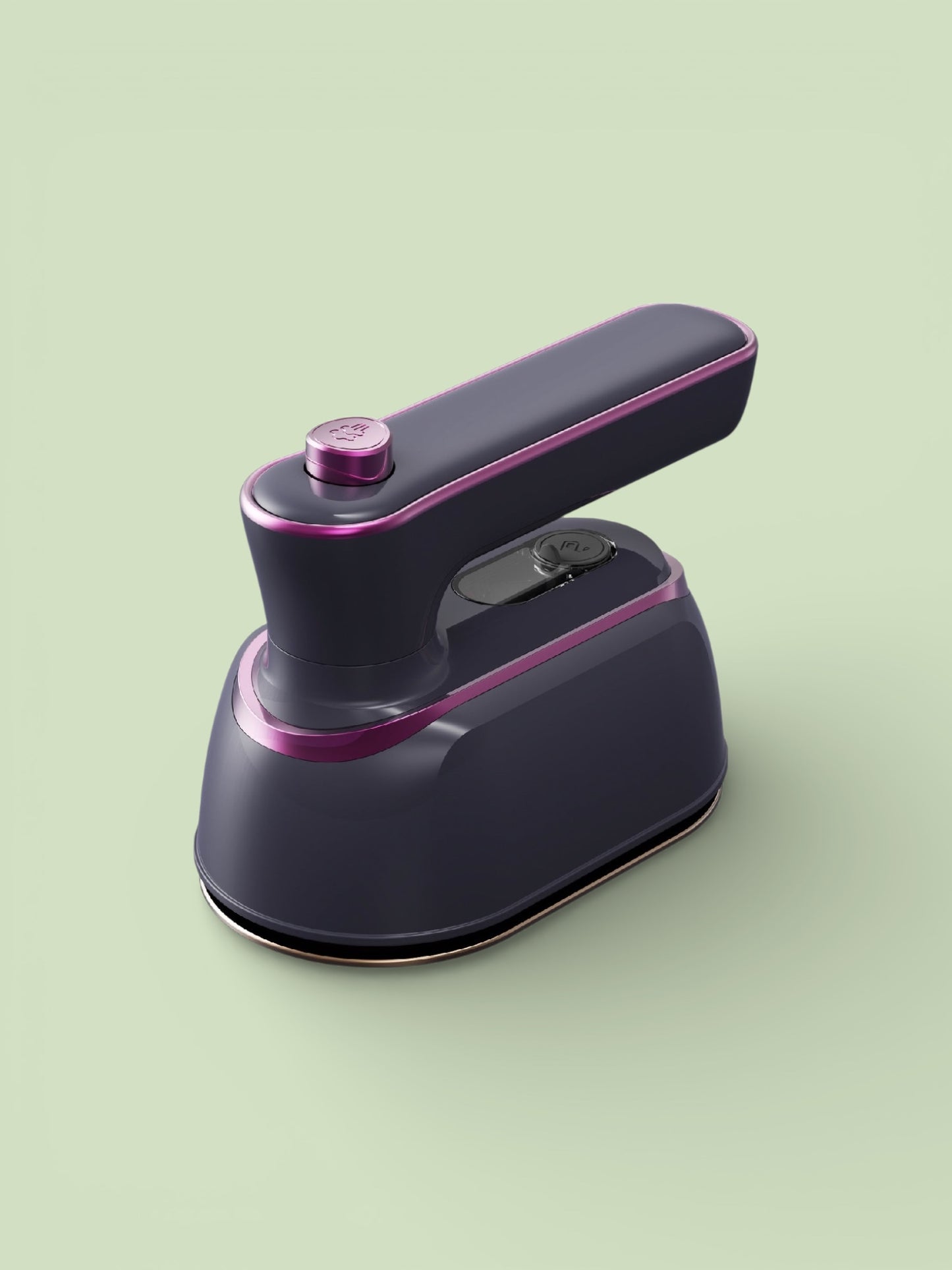 Steam iron in use removing wrinkles from hanging shirt