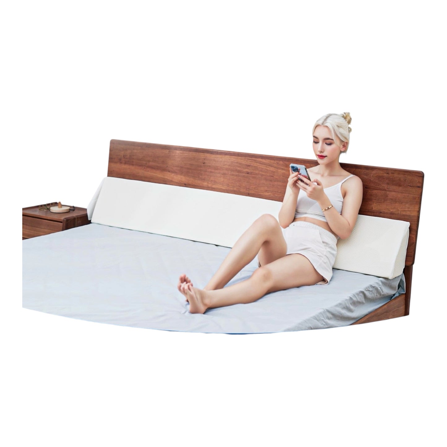 Bedside Gap Filler Pillow – Triangular Headboard Cushion, Space-Saving Bed Wedge for Wall Gaps