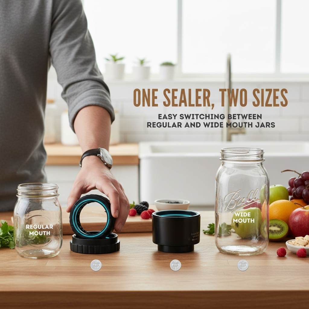 Electric Mason Jar Vacuum Sealer – Rechargeable, Universal Lids, Airtight Food Preservation