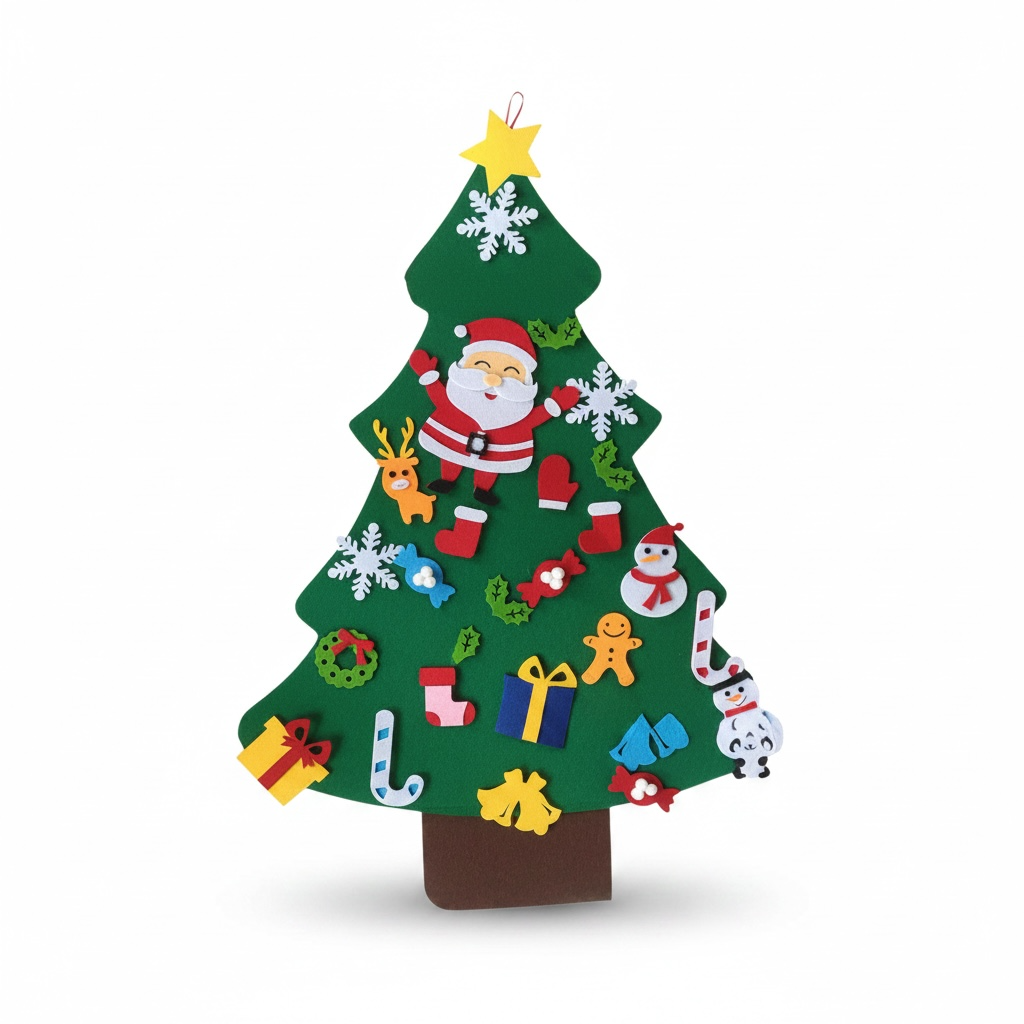 DIY Felt Christmas Tree for Kids – 105cm Wall Hanging with Ornaments
