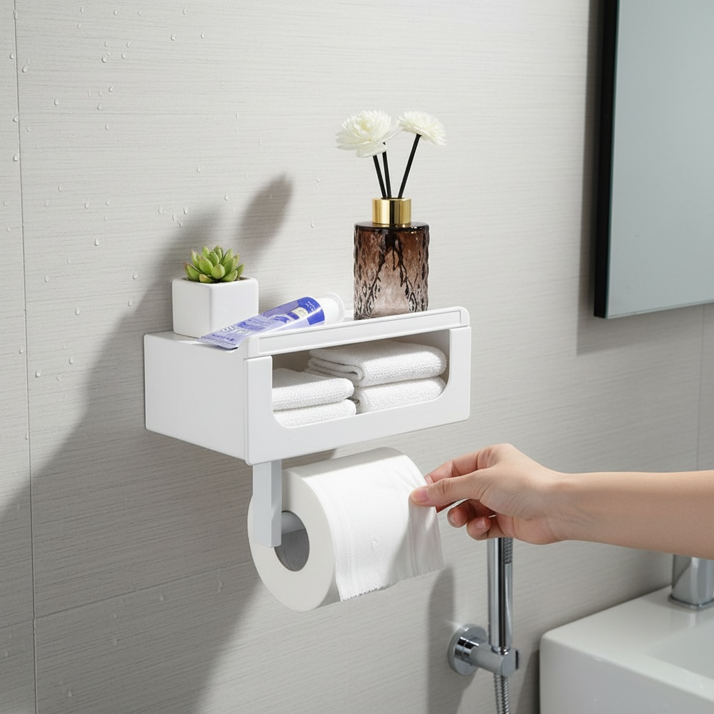 Toilet Paper Holder with Storage Bin – Stainless Steel Wet Wipes Rack