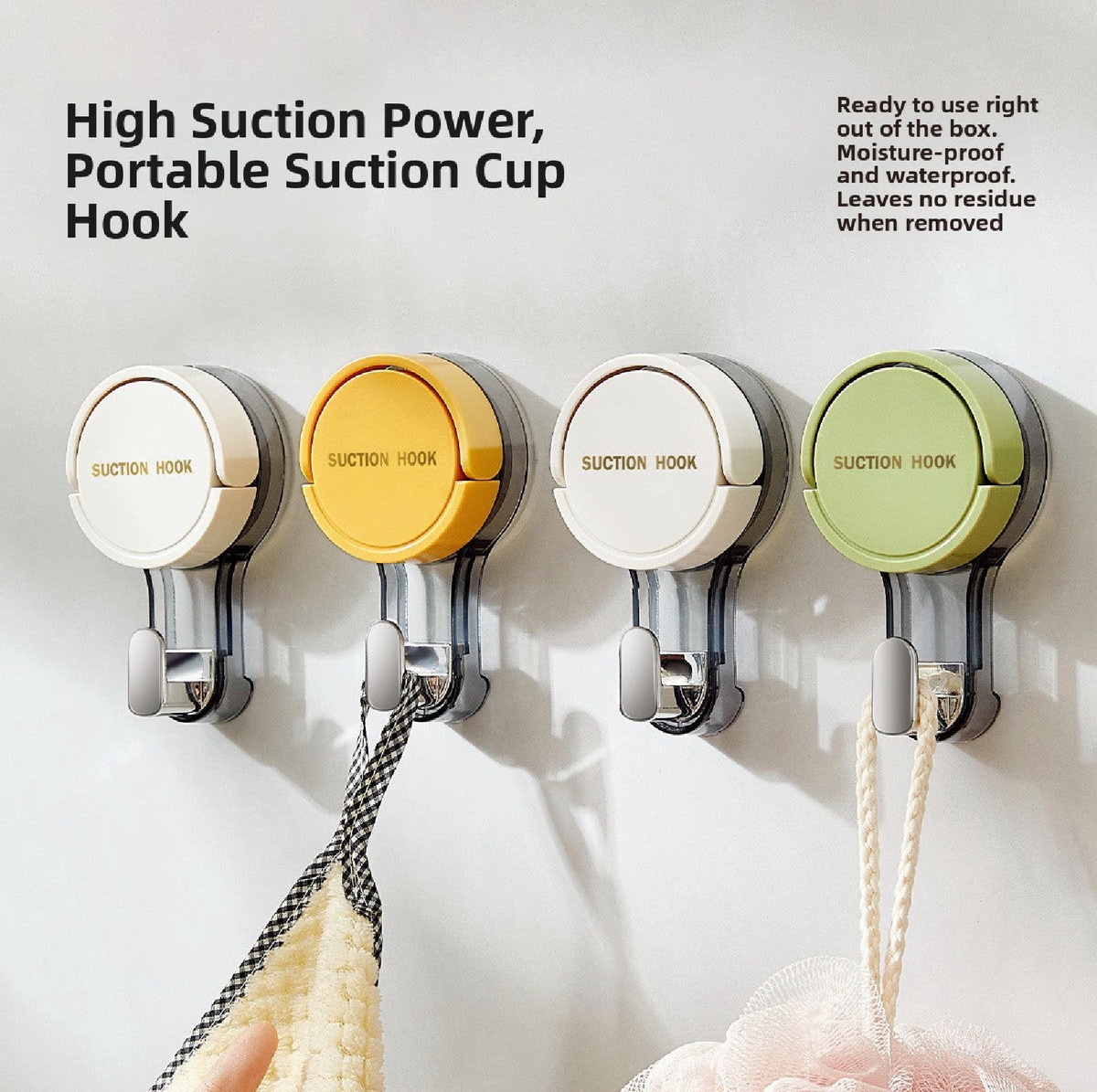 Heavy-Duty Vacuum Suction Cup Hook | No-Drill Shower & Towel Hange
