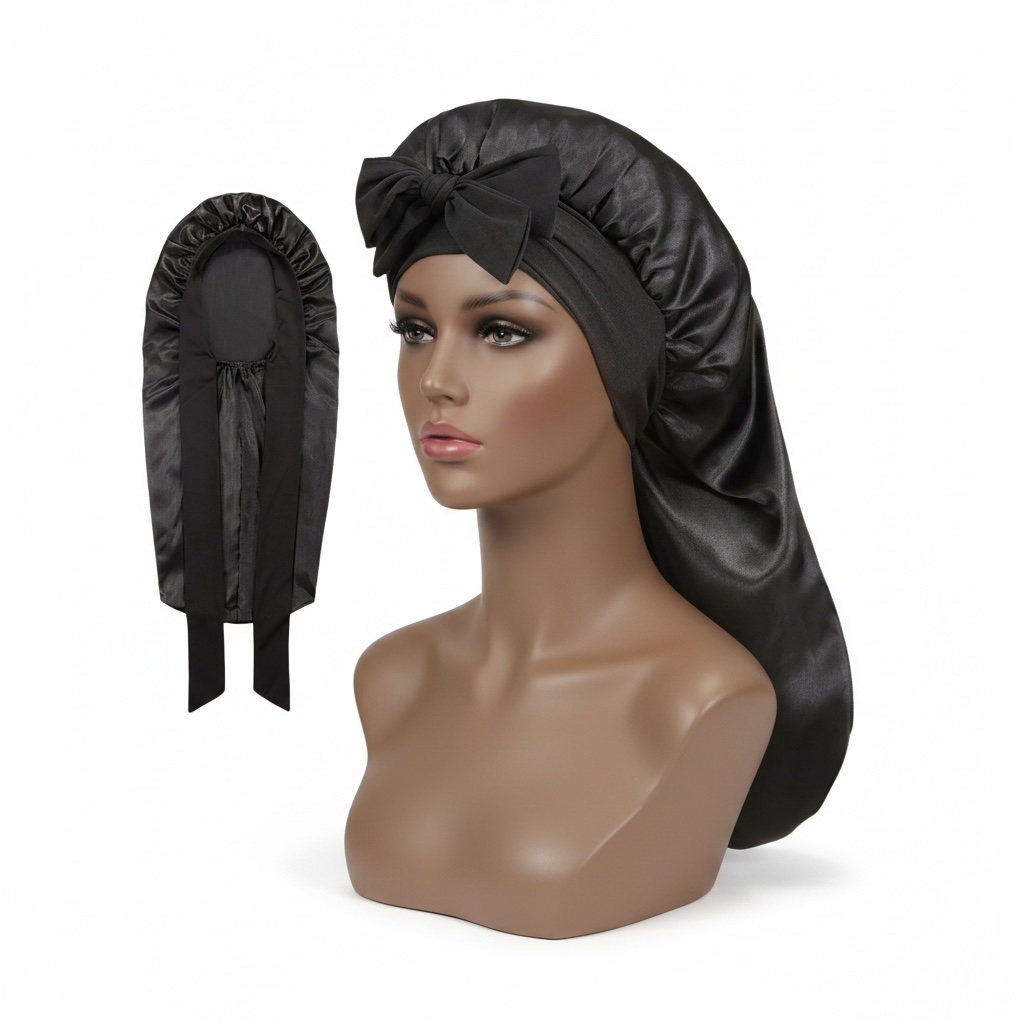 Satin Sleep Cap for Braids & Curls – Adjustable, Breathable