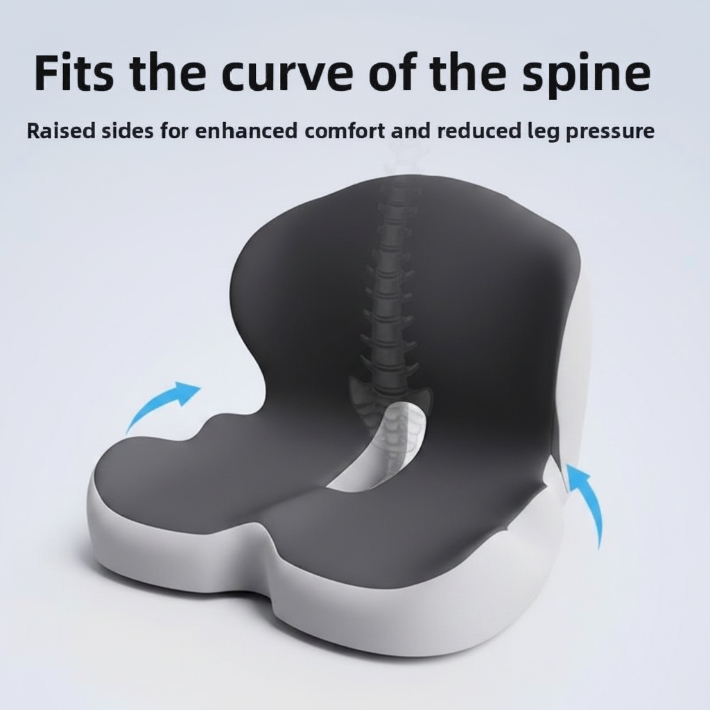 Memory Foam Seat Cushion with Back Support – Ergonomic Chair Cushion for Office & Car