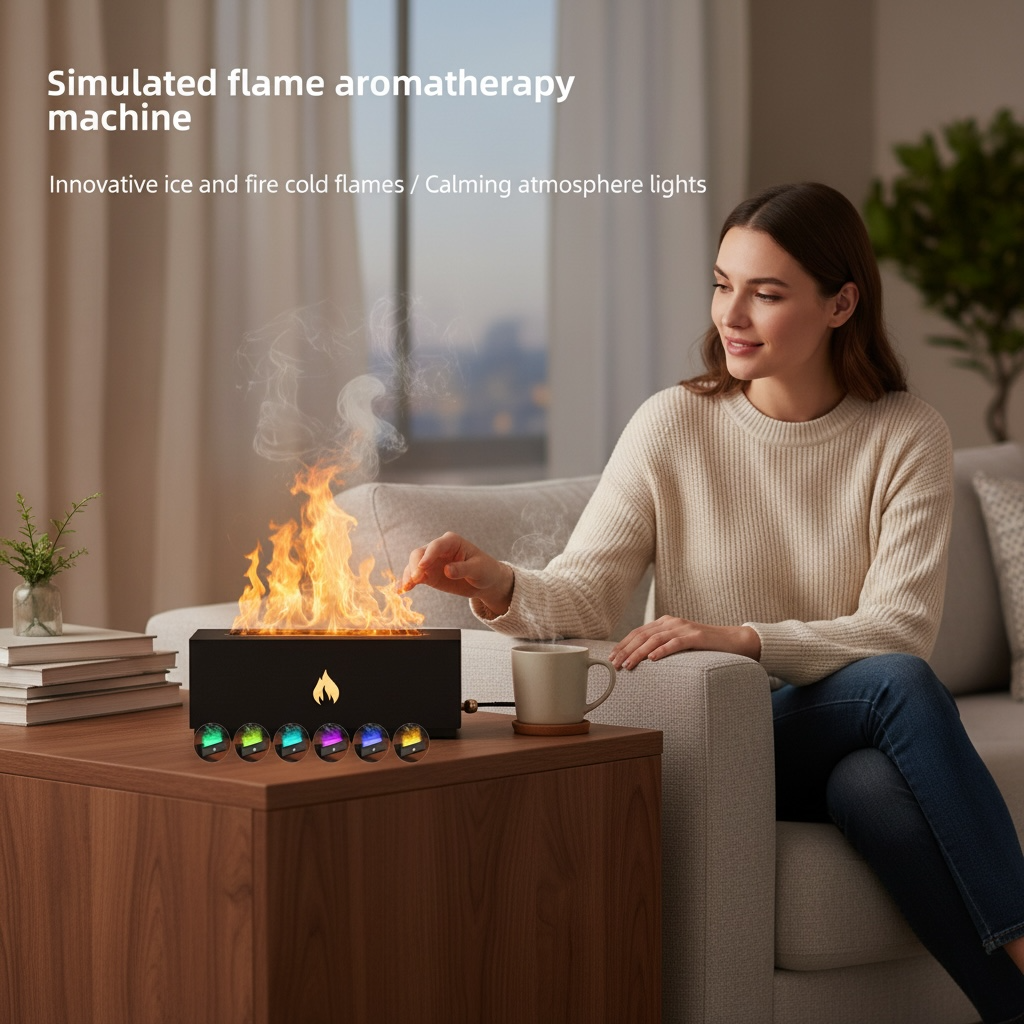 FlameGlow 3‑in‑1 Aroma Diffuser & Humidifier with Simulated Firelight