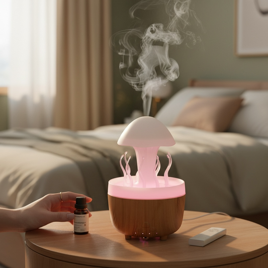 Aromatherapy Ultrasonic Humidifier – Remote, Color LED Lights