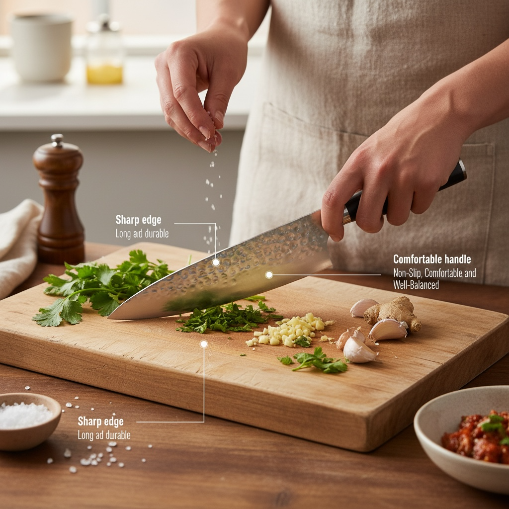 Japanese-Style Hand-Forged Chef Knife – 4Cr13 Stainless Steel, Wood Handle