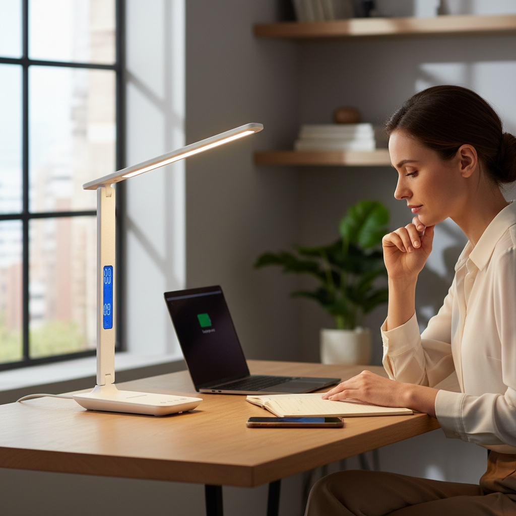 Lamp Plus 3 in 1 Lamp With Phone Charger, Clock And Thermostat