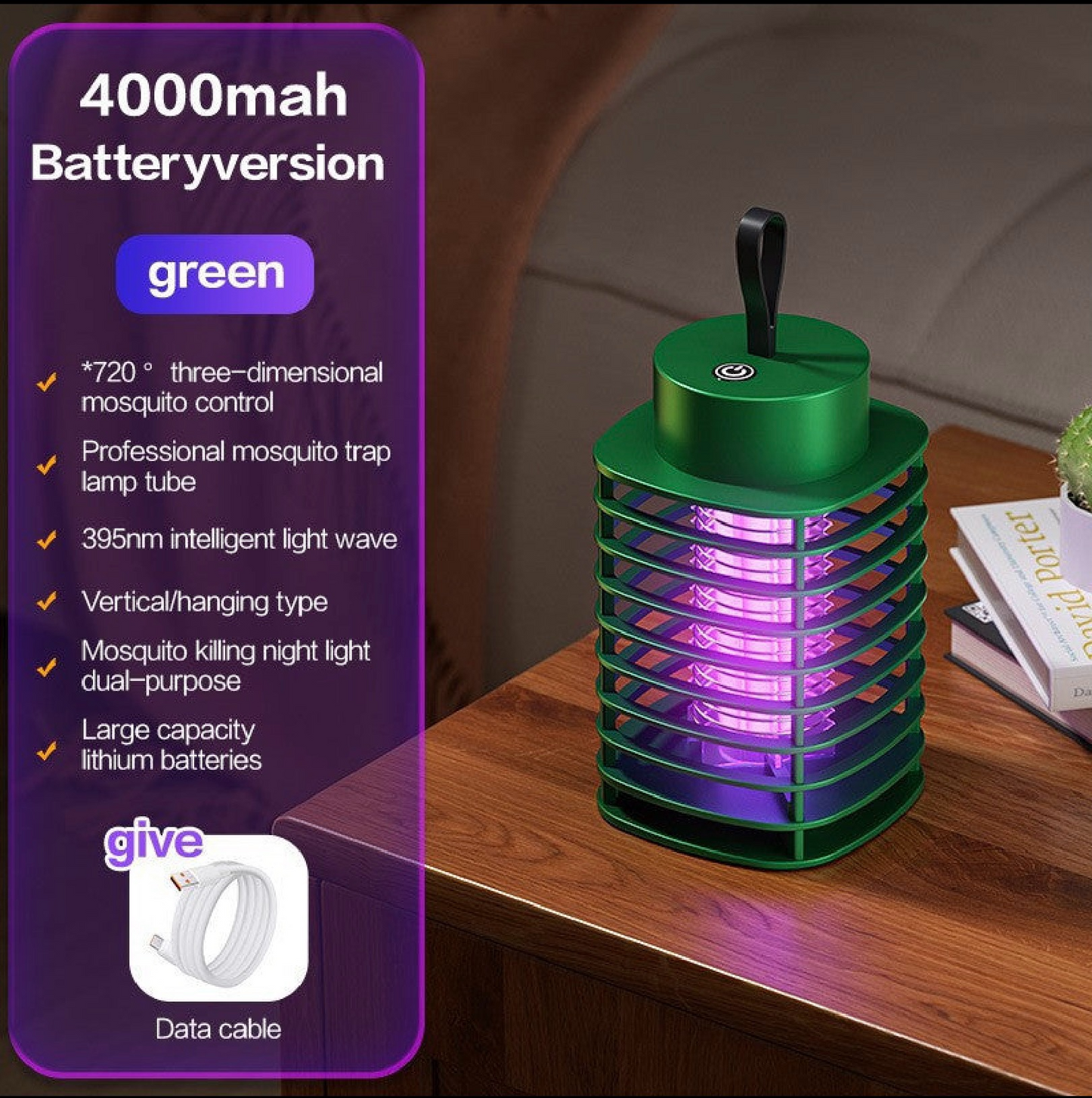 Electric Mosquito Killer Lamp – UV Light Bug Zapper, USB Rechargeable & Plug‑In, Quiet Indoor Insect Trap