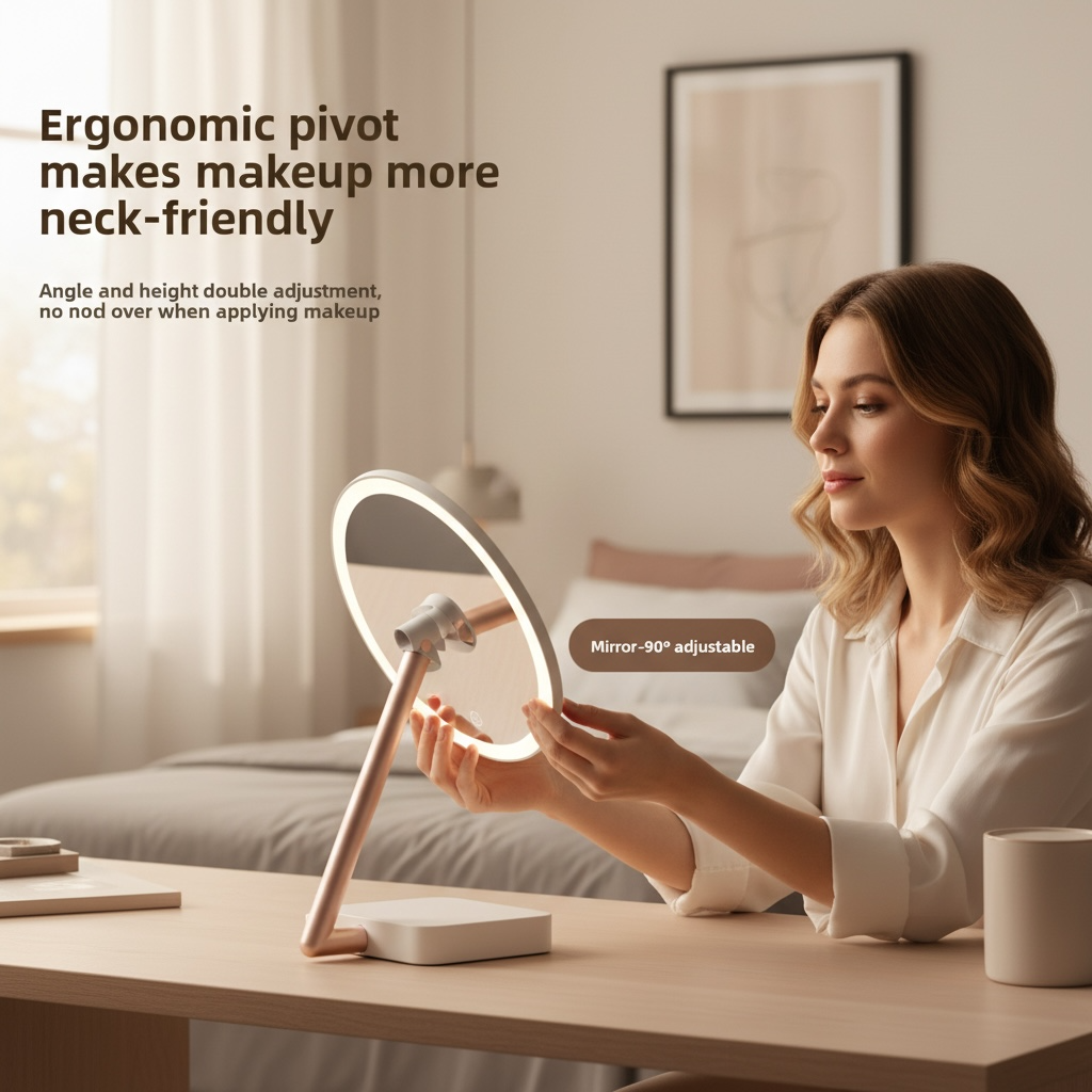 LED Makeup Mirror with Dual-Axis Rotation & Dimmable Light | Modern Goods Living