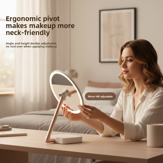 LED Makeup Mirror with Dual-Axis Rotation & Dimmable Light | Modern Goods Living