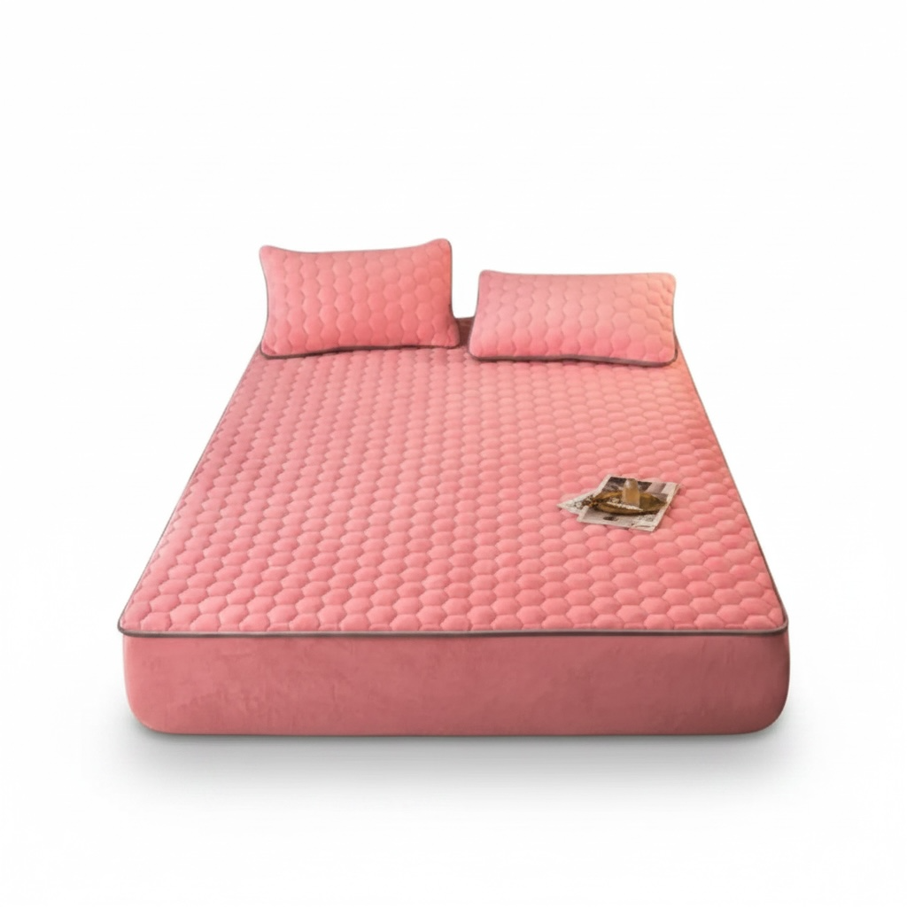 Quilted Bed Sheet – All-Season Polyester Down-Velvet Filled Mattress Cover