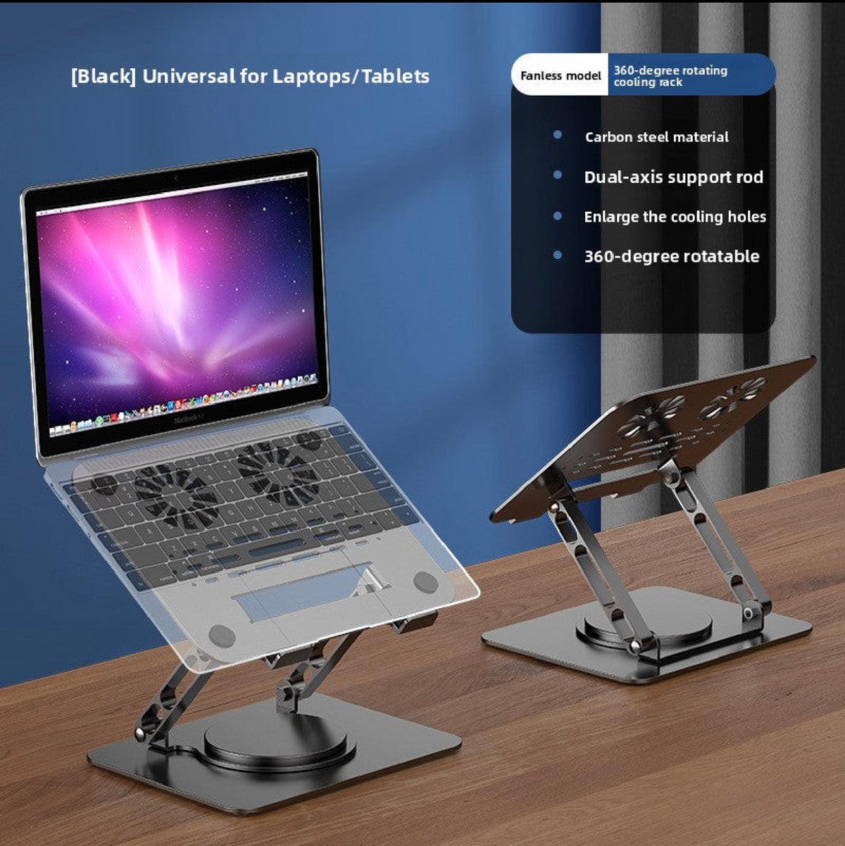 360° Rotating Aluminum Laptop Stand – Ergonomic Height Adjustable Cooling Desktop Holder