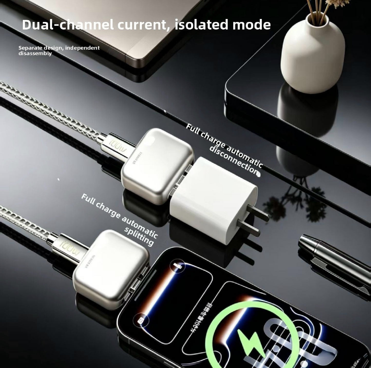 AI Smart Type-C Fast Charger | Auto Power-Off Dual USB-C Wall Charger
