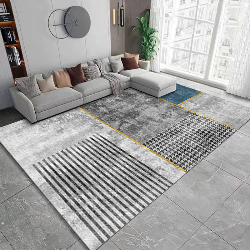 Modern Geometric Washable Rug – Stain-Resistant Polyester Area Rug