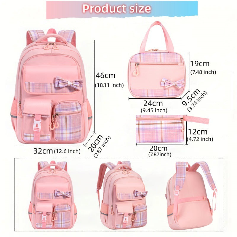 Butterfly Bow School Backpack – Large Capacity Waterproof Girls Bookbag