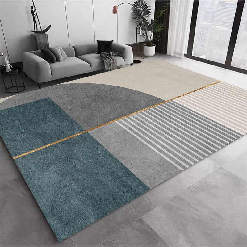 Modern Geometric Washable Rug – Stain-Resistant Polyester Area Rug