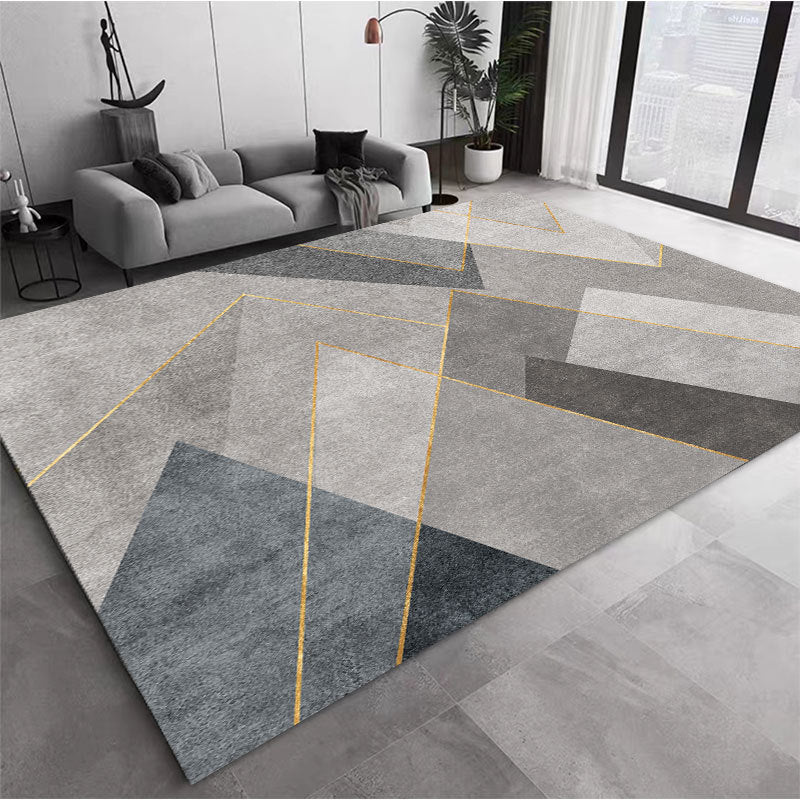 Modern Geometric Washable Rug – Stain-Resistant Polyester Area Rug